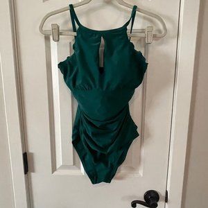 New Ellen Tracy Pine Green One-Piece Swimsuit Size 8